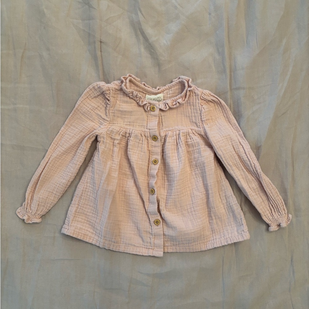 Little Planet by Carter’s Organic Pink Ruffled Button Down Shirt / Size 3T